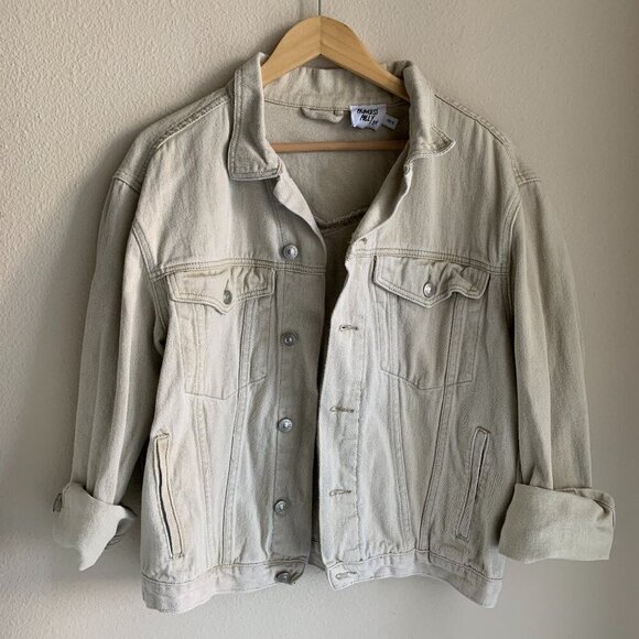 Princess Polly Cream Denim Jacket Size XS/S - Picture 1 of 4